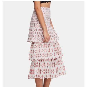 Free People Cha Cha Coton Tiered Midi Skirt Sz 10